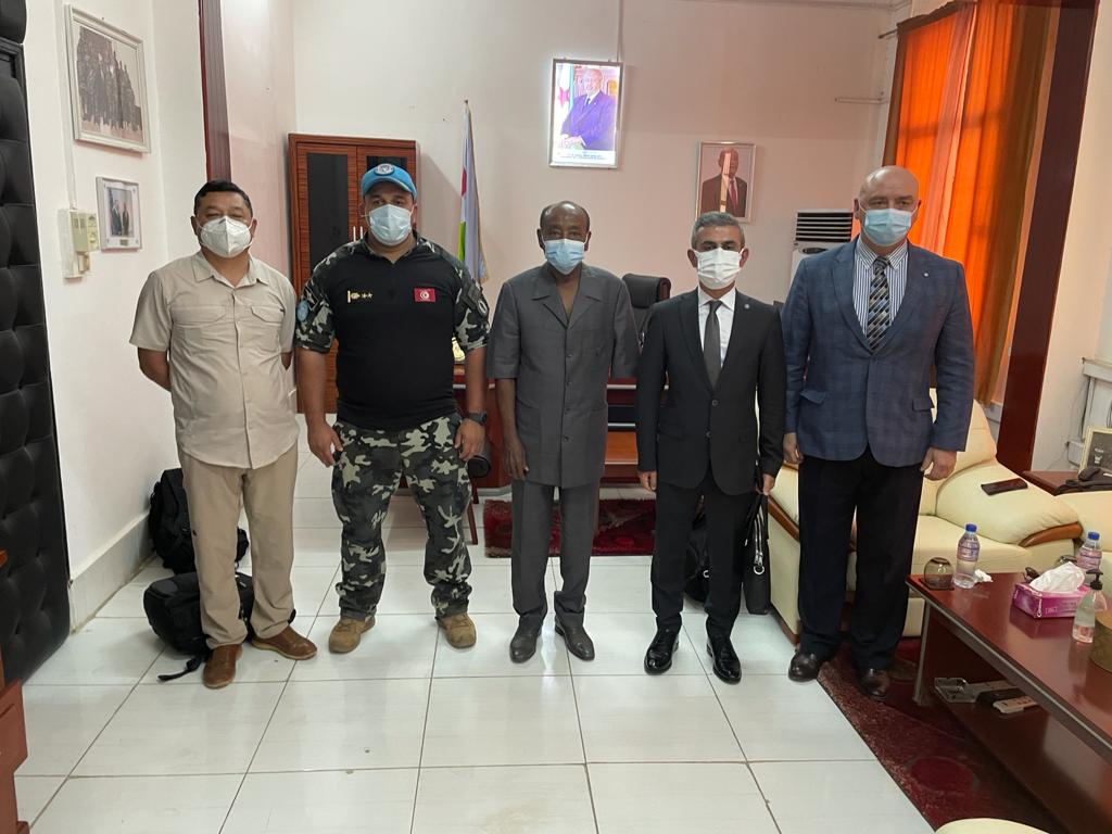 UNPOL's tweet photo. The @UNPOL PDV delegation headed by Mr. Yenigun met the Minister of Foreign Affairs, the Minister of Defense, the Secretary General of Ministry of Foreign Affairs and the Commissioner Chief of the National #Police to thank #Djibouti for its contribution to @UNPeacekeeping. #A4P https://t.co/nHcgiqEzsX