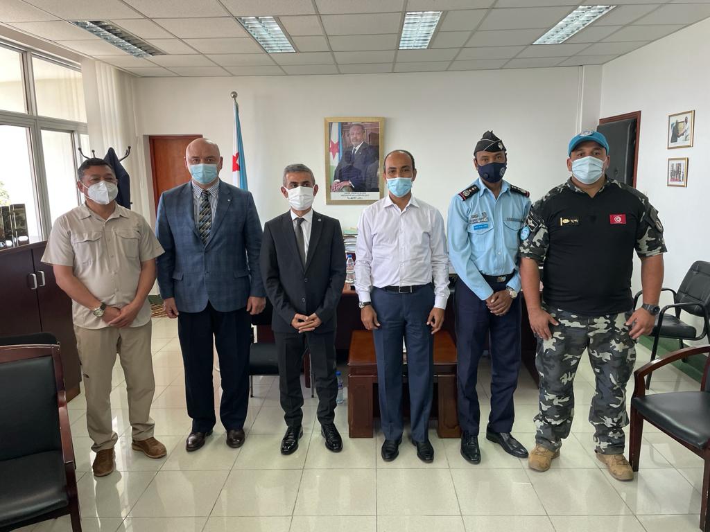 UNPOL's tweet photo. The @UNPOL PDV delegation headed by Mr. Yenigun met the Minister of Foreign Affairs, the Minister of Defense, the Secretary General of Ministry of Foreign Affairs and the Commissioner Chief of the National #Police to thank #Djibouti for its contribution to @UNPeacekeeping. #A4P https://t.co/nHcgiqEzsX