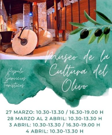 ¿Qué te parece un plan de #oleoturismo? Toma nota del horario del Museo de la Cultura del Olivo para los días 2, 3 y 4 de abril. bit.ly/31v8Agz Diputación Provincial de Jaén  Museo de la Cultura del Olivo #OleoTourJaen #Baeza #turismodeinterior #AJaenAlParaiso