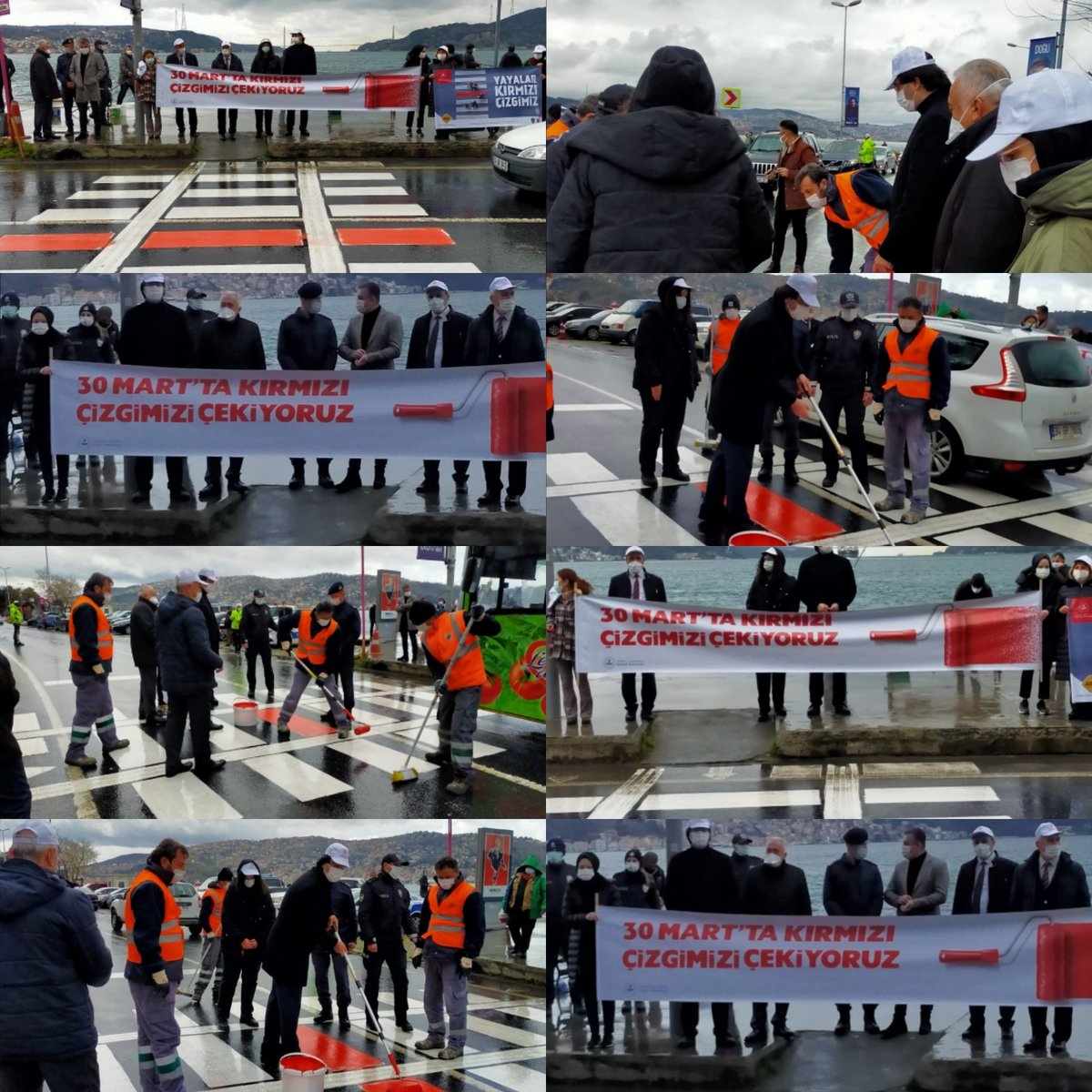 Sariyer_MEM's tweet photo. İlçe Müdürümüz Sn Hüseyin ÖZCANLAR,Beld.Bask.Yard., Jandarma Komutanı ve İlce Emniyet Müdürü  katılımı ile yayalarımız için kırmızı çizgilerimizi çektik.

Kırmızı çizgi görünce duruyoruz, 
yayaların geçmesini bekliyoruz. 
@cagatay33
#YayalarKırmızıCizgimiz https://t.co/0ycsltFvgt