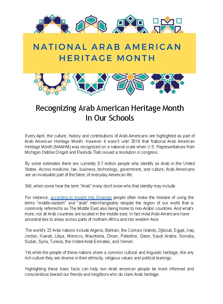 DuvalCountyPTA's tweet photo. Recognizing Arab American Heritage Month In
Our Schools https://t.co/psxqZ650eS