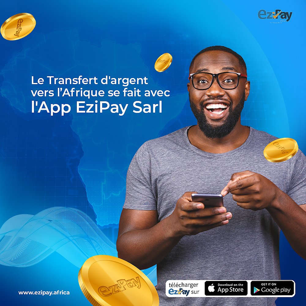 ezipaysarl's tweet photo. Le transfert d'argent vers l'Afrique en provenance de tous les coins du monde se fait facilement avec l'App Ezipay Sarl❗

Téléchargez Ezipay Sarl ici: https://t.co/gt4ydmSQAE

#ezipay 
#transfertdargent 
#mobilemoney
#transfertdargentinternational 
#afrique 
#africain https://t.co/fL7FNq3lHa