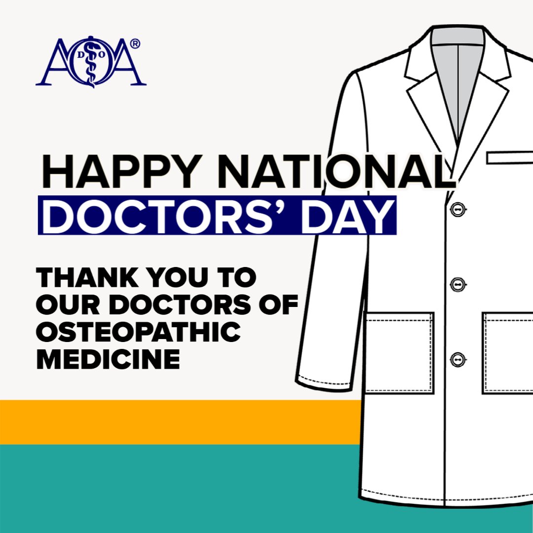 Happy #NationalDoctorsDay to all the DOs representing our profession with your excellence and hard work in patient care, research, education and everything in between. We're honored to stand behind you in your mission to improve the lives of people everywhere!
