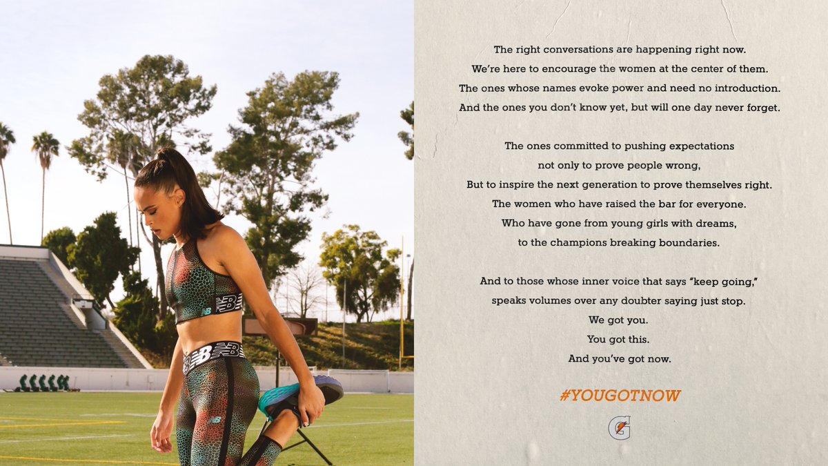 Gatorade's tweet photo. For the women who block everything out in order to keep going. 

You got this. 

And #YouGotNow.  

@GoSydGo https://t.co/EBTMF3kP9f