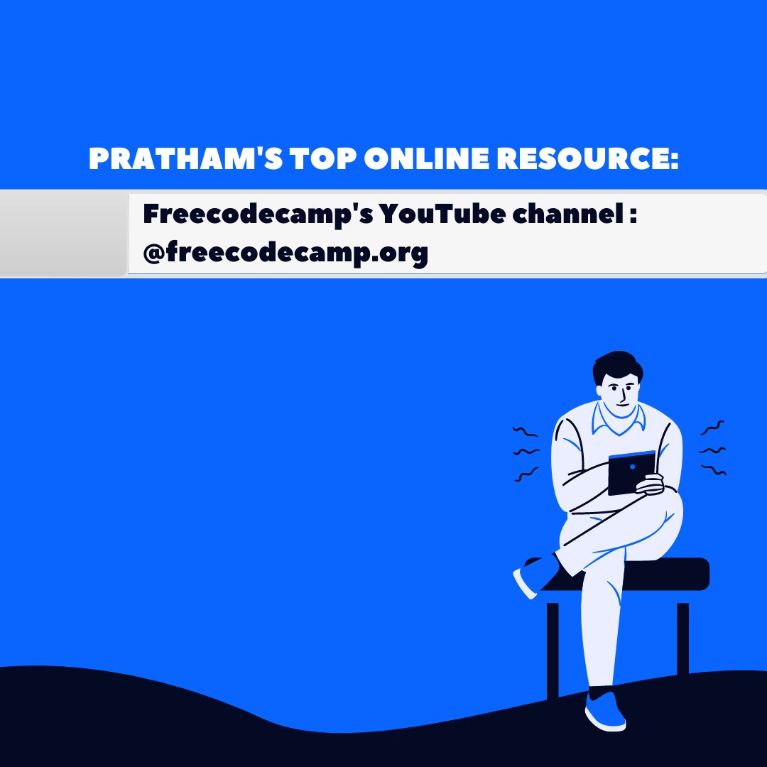 codeschool_book's tweet image. Hello #CodingStudent of the Week! Meet,
@PrasoonPratham !
Pratham is not only an incredible learner but is sharing his favorite resources with you. #techcommunity #coding
Want to submit yourself or a friend? You can do that here 😎: form.jotform.com/20275379758416…