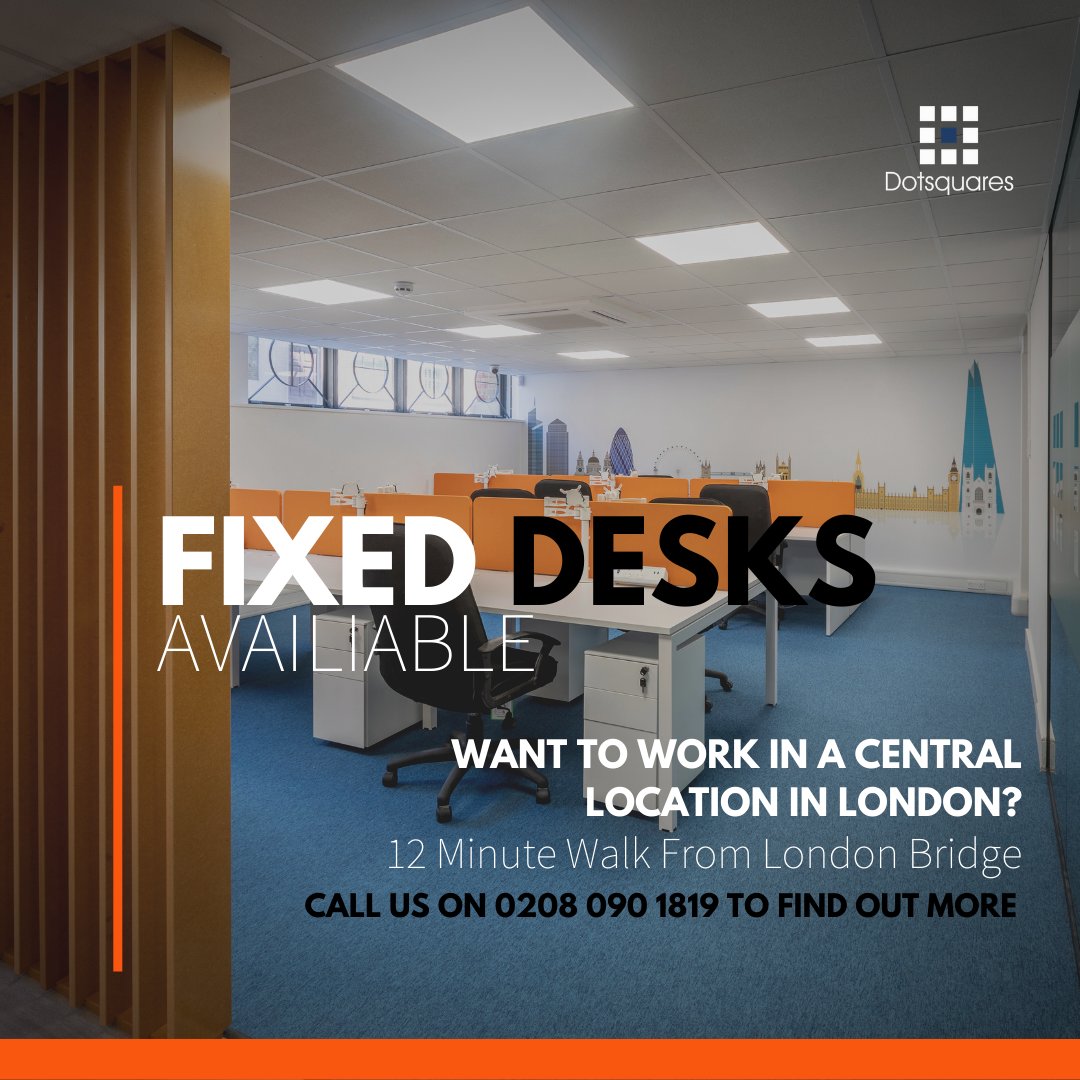 dotsquares's tweet photo. FIXED DESKS AVAILABLE - Need a workplace in Central #London? 🤔

If you're looking for a place to work in central London we have #fixeddesks available, and to allow us to work safely we are following all government guidelines regarding COVID-19.

Get in touch to book a viewing! https://t.co/ukxTBYYt0D