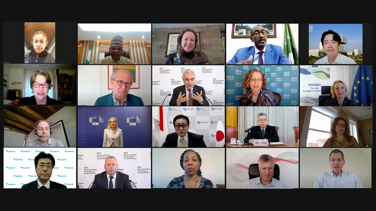 fbirol's tweet photo. Delighted to have so many high-level participants from around the world at the IEA's 6th Annual Global Conference on #EnergyEfficiency today.

Efficiency is critical for reaching climate goals &amp; these discussions will provide a major input to tomorrow's @IEA-@COP26 #NetZeroSummit https://t.co/aeUfjAZ8JA