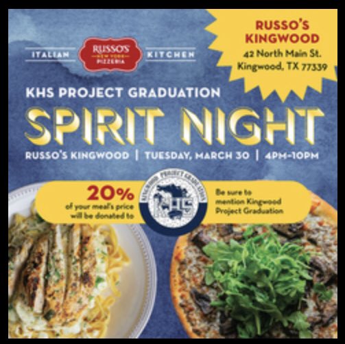 khs_projectgrad's tweet photo. @HumbleISD_KHS.  It’s a great night to support the senior class and Project Graduation!   Dine in or Take out. https://t.co/SQI5WKEIdD
