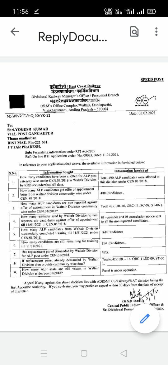 scrrailway's tweet photo. Is there anyone who can listen and take necessary action regarding CEN 01 2018 alp &amp; technician recruitment. Every board is releasing Replacement panel but SCR  is not doing anything even though large number of non reported data came from rti @drmsecunderabad @EcorPersonnel https://t.co/DvfvsBZvei