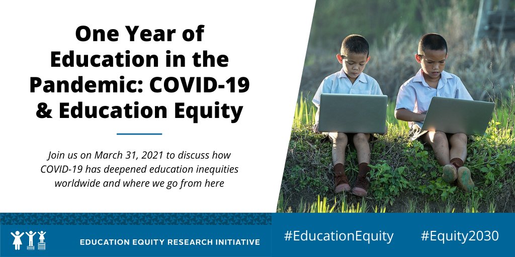 Equity2030's tweet photo. HAPPENING TOMORROW! Join our conversation w/ @SavetheChildren @RTI_Intl, @CGDev, @FHI360, &amp; @asercentre. at 8:30 AM EST to discuss the implications of what #COVID19 has meant for learners worldwide and the path towards #equity2030. 

Register now! https://t.co/9iwnwHoHVa https://t.co/QXJAbFytBV