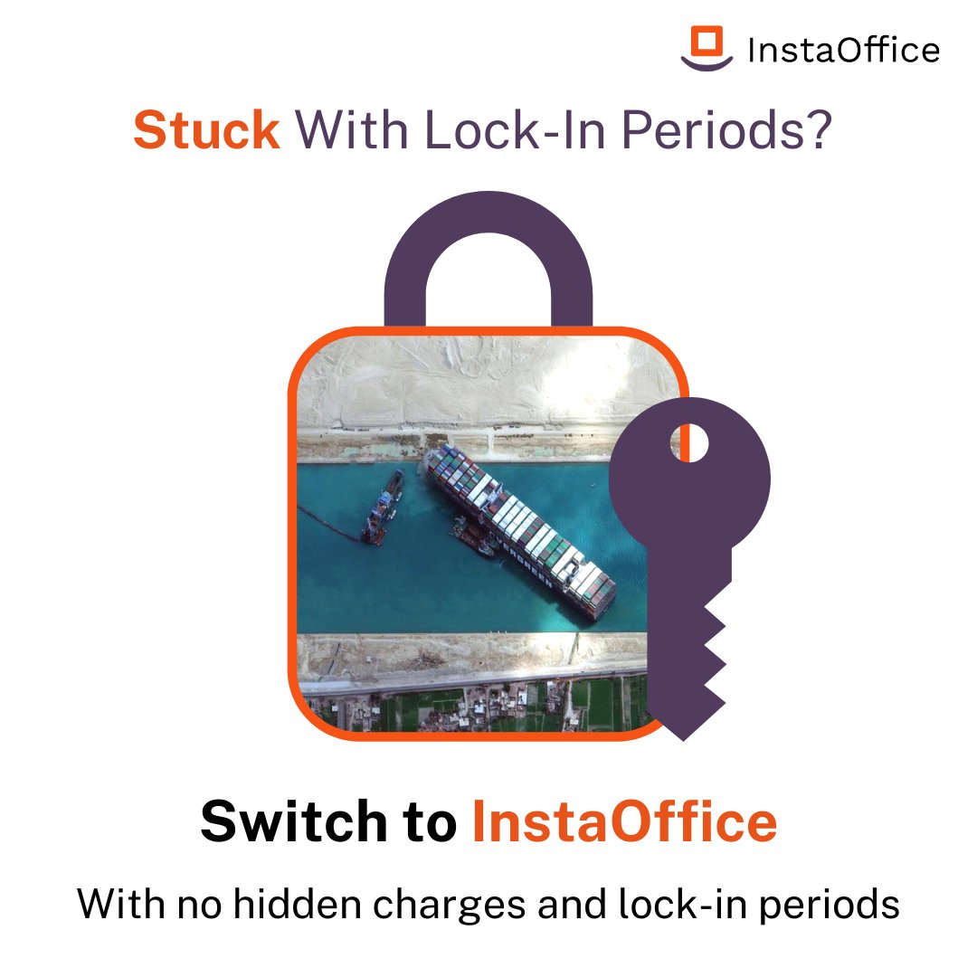 Don't get stuck because of your lock-in periods. Switch to InstaOffice now! 
#SuezCanal #Lockinperiods #SuezBlocked

Book a One Day Pass. Call/ WhatsApp- 7827948250 or visit instaffice.in ⠀

#Instaoffice #Productiveworkspaces #Coworking #Meetingrooms #FlexiblePlans