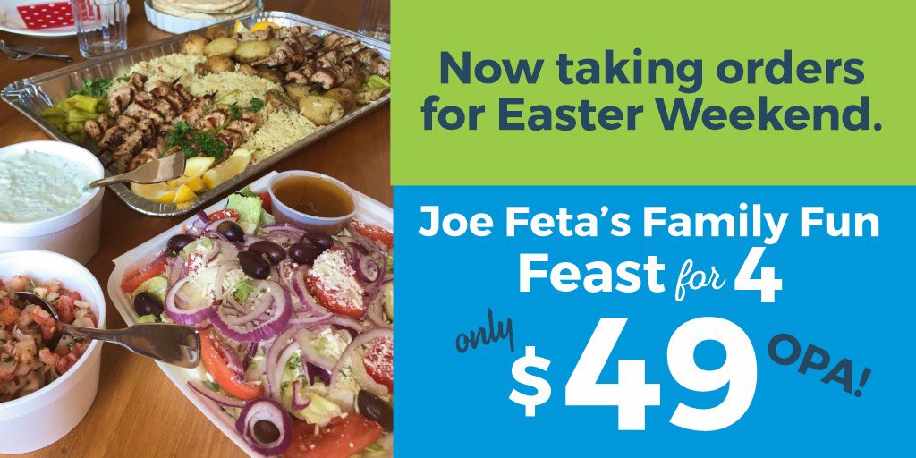 joefetas's tweet photo. The Easter weekend is fast approaching. It's one of Joe Feta's busiest times of the year. Please place your order as soon as possible. Thank You. Call for curbside pickup or safe knock and drop delivery 905-646-3111, 290 Lake St., St. Catharines. https://t.co/PDXUb33QdW https://t.co/AptbHZBIEX