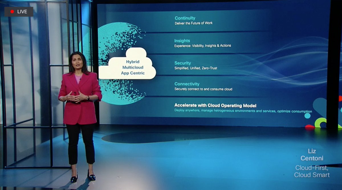 ChuckRobbins's tweet photo. Great presentation by @lizcentoni at #CiscoLive! Thanks for sharing more about how @Cisco helps customers reimagine their applications in a hybrid, multicloud, app-centric world. Loved seeing the amazing examples using @AppDynamics and @ThousandEyes for full-stack observability! https://t.co/3uLhPFybJA