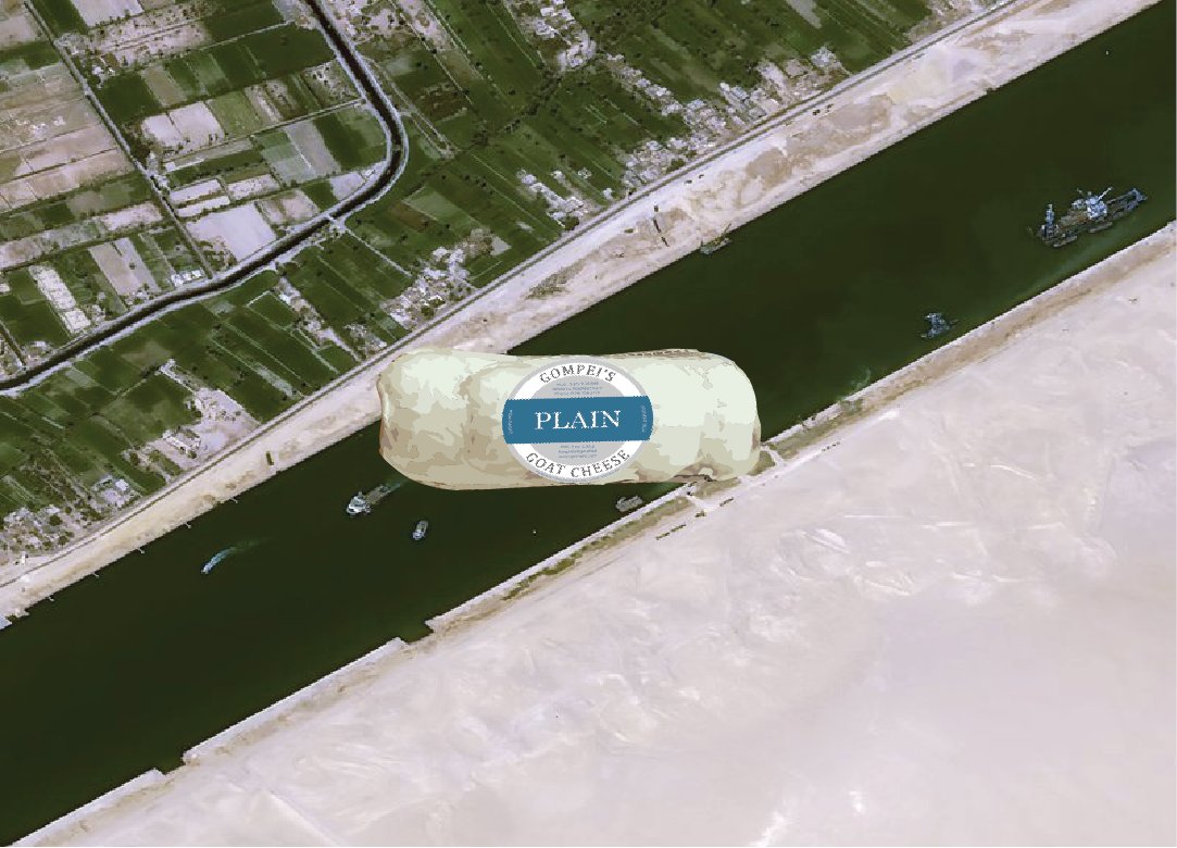 GGCatWPI's tweet photo. What really happened in the Suez Canal:
#gompeisboatcheese #WPI #SuezCrisis https://t.co/k6xz1ioETY