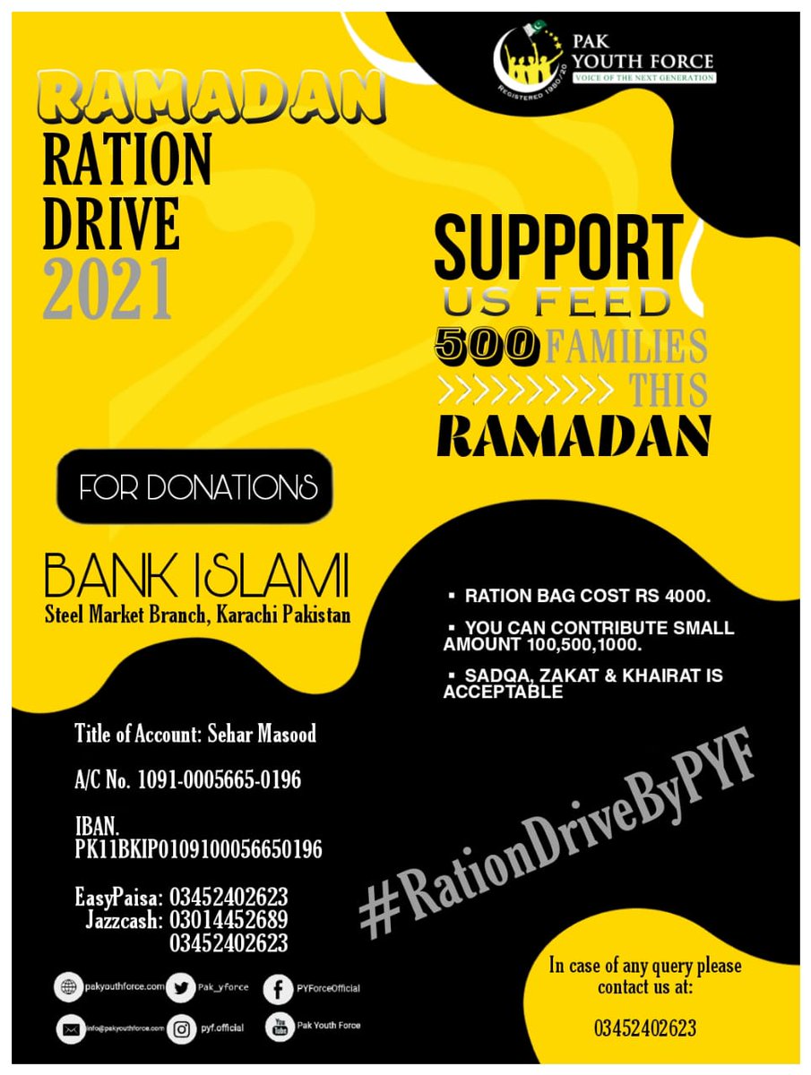 MahzaibSajjad's tweet photo. For Donations
Bank Islami:-Steel Market Branch, Karachi Pakistan
Title of Account: Sehar Masood
A/C No. 1091-0005665-0196
IBAN PK11BKIP0109100056650196
EasyPaisa03452402623
Jazzcash 03014452689/03452402623
In case of any query please contact us at:03452402623
#RationDriveByPYF https://t.co/AyrZx4xi72