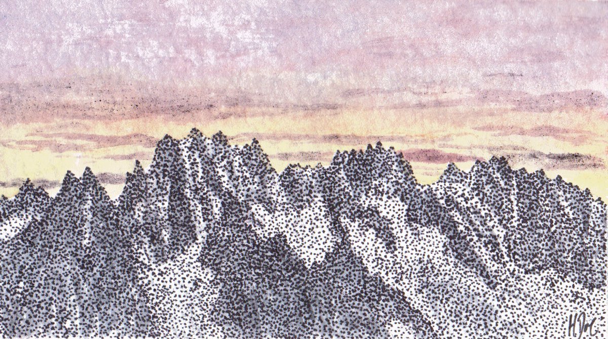 LittlePeakPress's tweet photo. Sunset behind the Aiguille Rouge and the view from the Grand Col Ferret - illustrations from @heatherldawe's #HighInspiration.
https://t.co/z70RVhtFV3 https://t.co/Ye5dcVM6KH