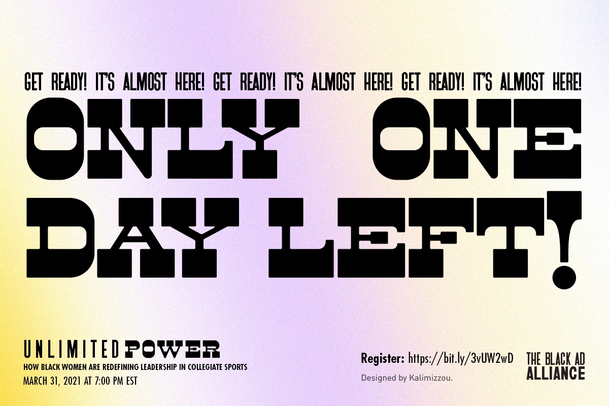 Get excited! The Unlimited Power talk is happening TOMORROW at 7:00 PM EST.

Tune in to hear from powerful Black leaders in college sports! Featuring... <a href="/LafayetteAD/">Sherryta Freeman</a>, <a href="/femaleAD/">۪ 𝒽༷ɑ݁۫d𝓇ıɑ</a>, <a href="/VandyAD/">Candice Storey Lee</a> &amp; <a href="/ADWilliamsUVA/">Carla G. Williams</a>. Moderated by <a href="/MariaTaylor/">Maria Taylor</a>.

Sign up here: bit.ly/3vUW2wD