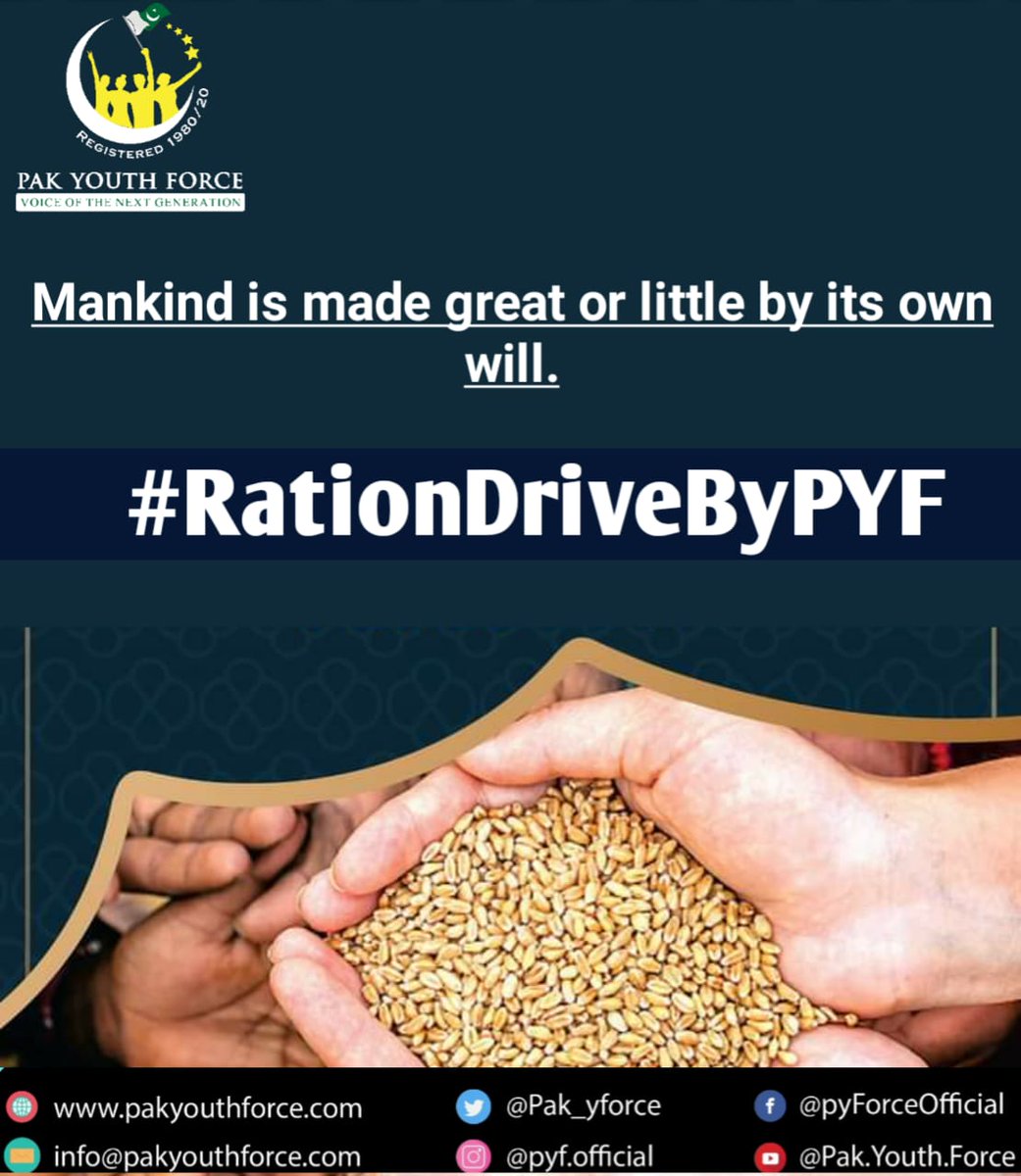 MahzaibSajjad's tweet photo. Mankind is made great or little by its own will.
#RationDriveByPYF https://t.co/umtE8R5Ow6