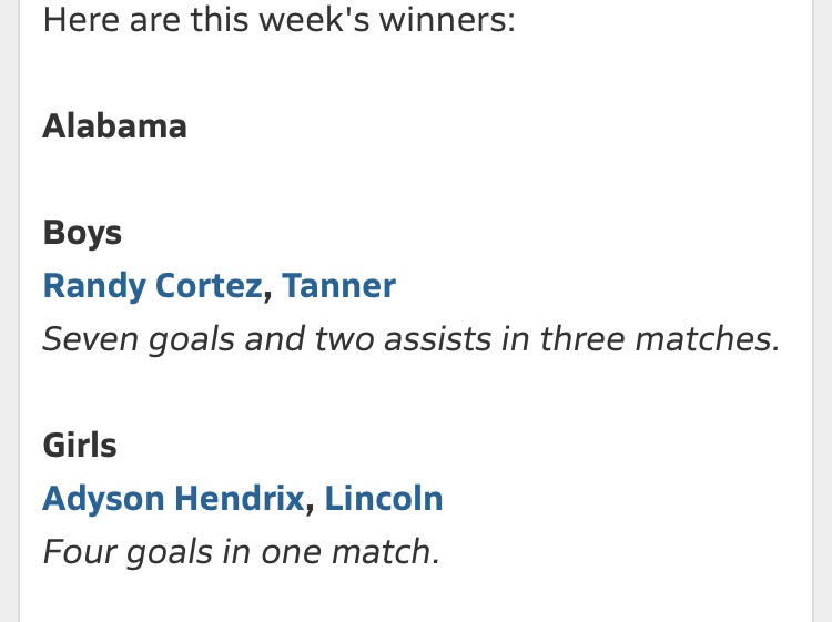 CoachBailey19's tweet photo. Shoutout to Adyson Hendrix for being named the @MaxPreps player of the week for the state of Alabama! We are so proud of her! #TickedOffSoccer 
@DailyHome @tylerwaldrep @LYoung_DHSports @ghilltide @duff_bio @baileymath6 @kattie_hendrix @kelsiehughes23 @CoachJBScience https://t.co/5klpiAe3CM