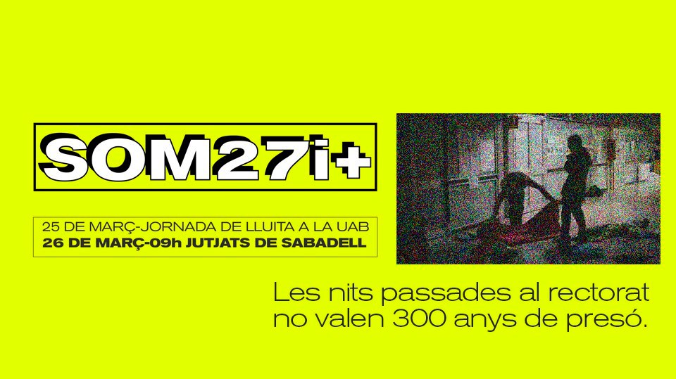 Els i les treballadores del PAS i el PDI de la UdL es solidaritzen amb el Col·lectiu <a href="/Som27iMes/">#Som27iMés</a> 

Podeu llegir el comunicat propi i el manifest conjunt al nostre web de CGT-UdL

cgtudl.cat/els-i-les-treb…