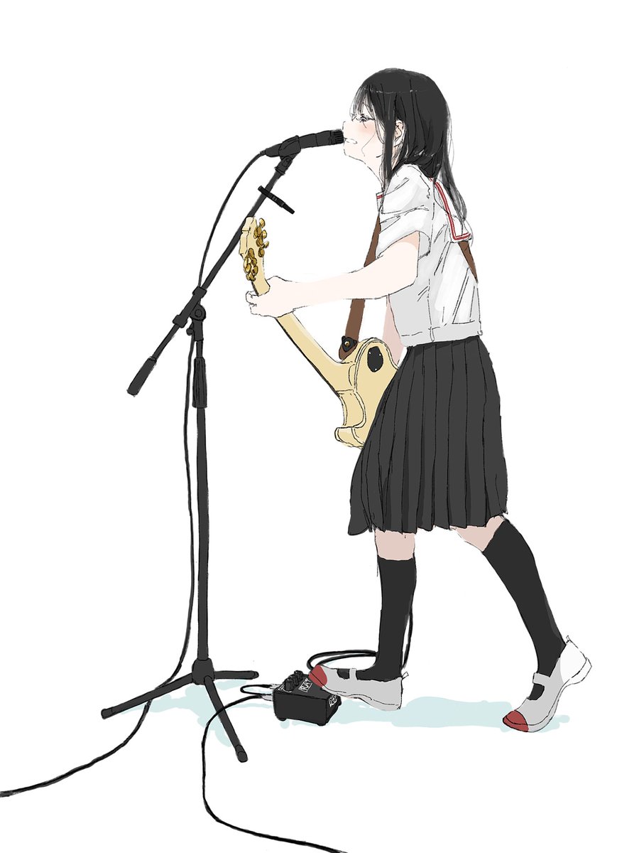 hirasawa yui 1girl sakuragaoka high school uniform winter uniform solo pantyhose guitar instrument  illustration images