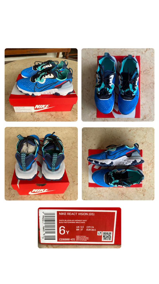 sayaclara's tweet photo. Peeps numpang jualan dongs,

Jual Rugi!!

Nike React Vision Kids (GS) Photo Blue/Black-Midnight Navy

Original BNIB and 100% original.

Size:
EU 38.5 // 24 CM // US 6

Reason : wrong size

Price 800k (nego tipis)
(Price online msh diatas 1jt)

Thank you https://t.co/B2nLLcUoR1
