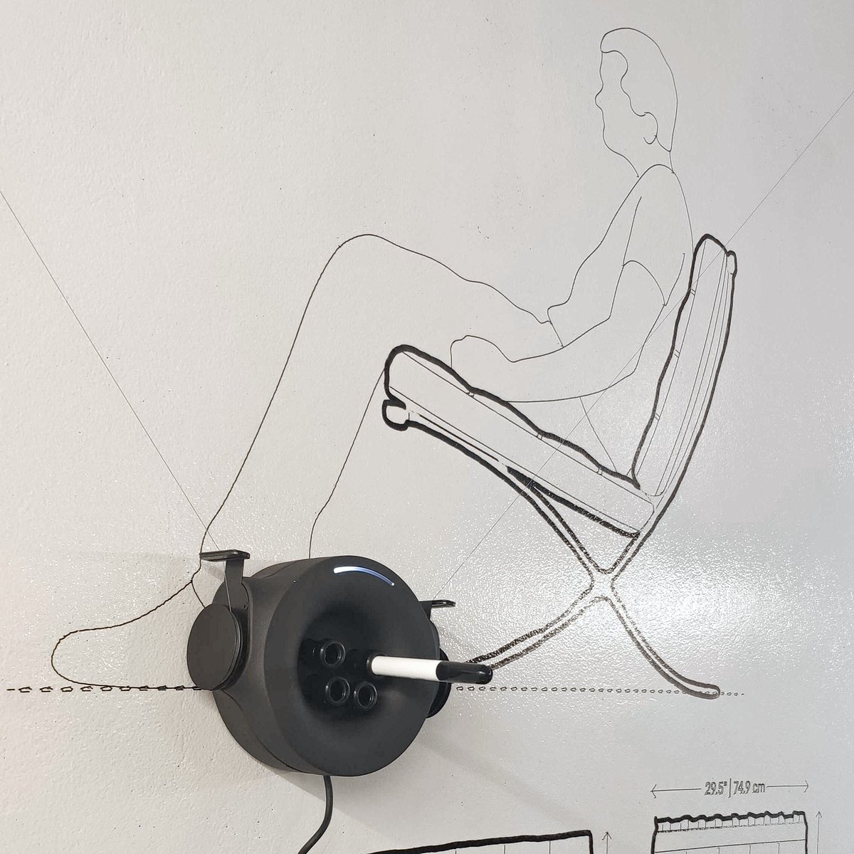Scribit_Design's tweet image. Calling out all interior design enthusiasts: The #BarcelonaChair by #MiesVanDerRohe - a patent sketch, performed by Scribit on our Dry Erase paint with Whiteboard Markers 🪑