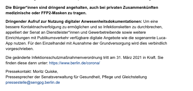 135BGR's tweet photo. Laut Verordnung sollen wir die luca App zur Anwesenheitsdokumentation ab morgen einsetzen. Laut Betreiber sind die Gesundheitsämter aber nicht angeschlossen. Was denn nun? 🤷‍♂️@RegBerlin @SenGPG https://t.co/FKXB7QYB8n