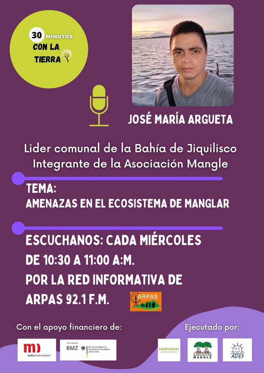 arpassv's tweet photo. 🎙 #ProgramasArpas| Te invitamos a sintonizar la emisión de este miércoles del programa "30 minutos con la tierra", un espacio en el que podrás conocer temas relacionados al medio ambiente, derecho a la salud y defensa de los bienes comunes. https://t.co/L0LPr5OdTt