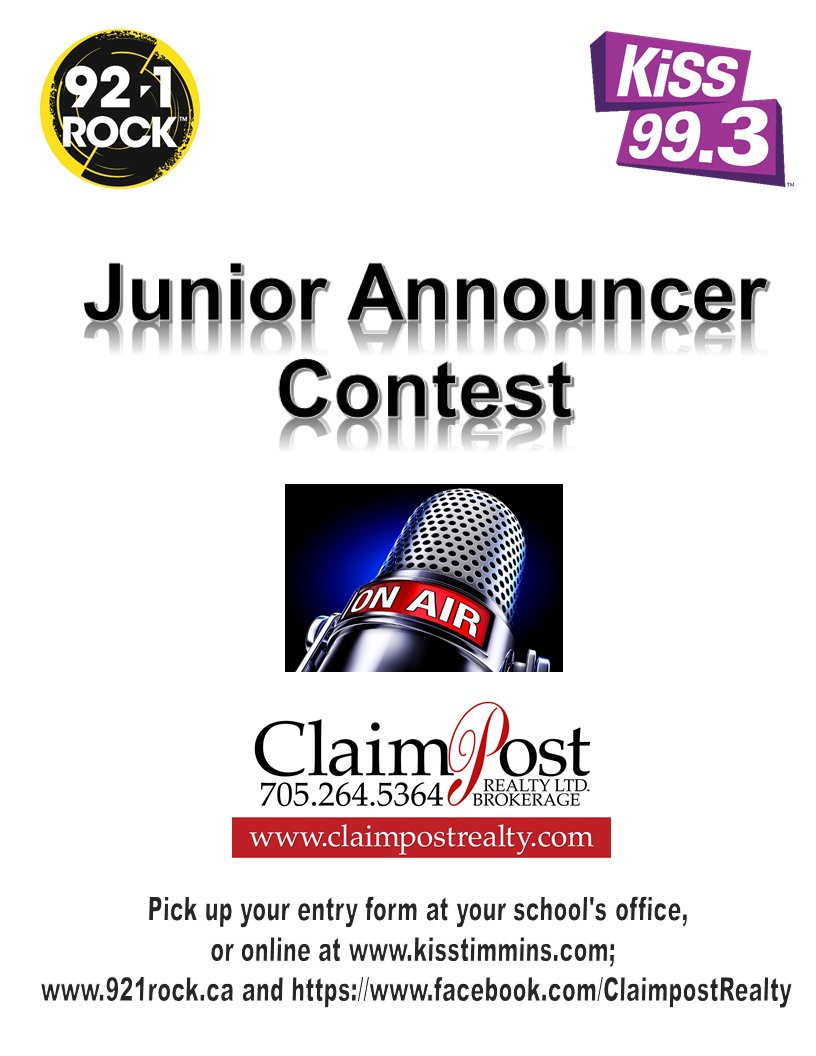 ClaimpostRealty's tweet photo. HOORAY!  Our Junior Announcer Contest is BACK but a little different this time.  The radio station will go to every Contestants home and set up a portable recording booth right there for each child to record our commercial! Enter now!! https://t.co/gQ4iEDy0fx