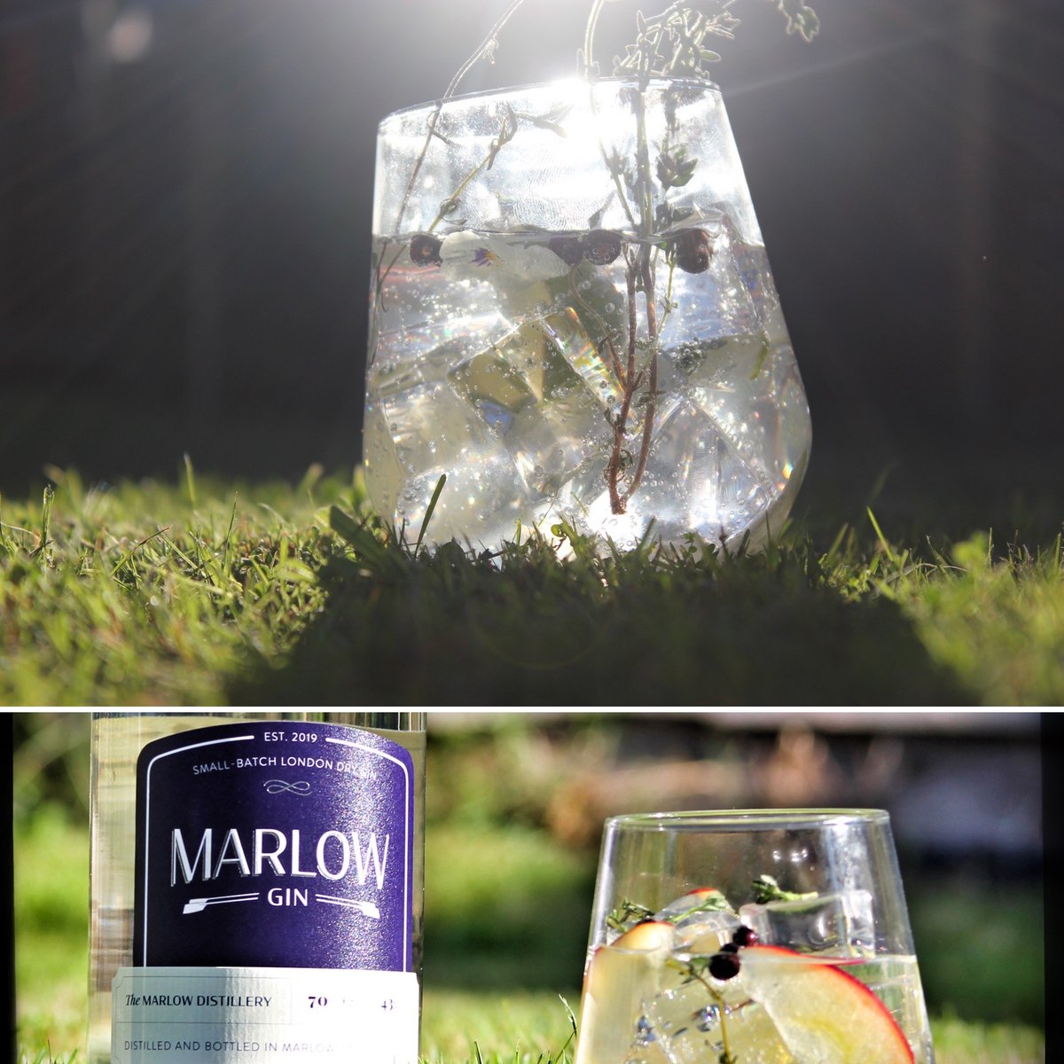 MarlowGin's tweet photo. A beautiful bit of sun capturing the ice in the glass - oh spring, how we have missed you! #gin #drink #supportsmalluk #cocktails #marlow #bucks #gandt #iwsc #juniper #happyhour #ginoclock #sipandshare https://t.co/ftnruS4nWm