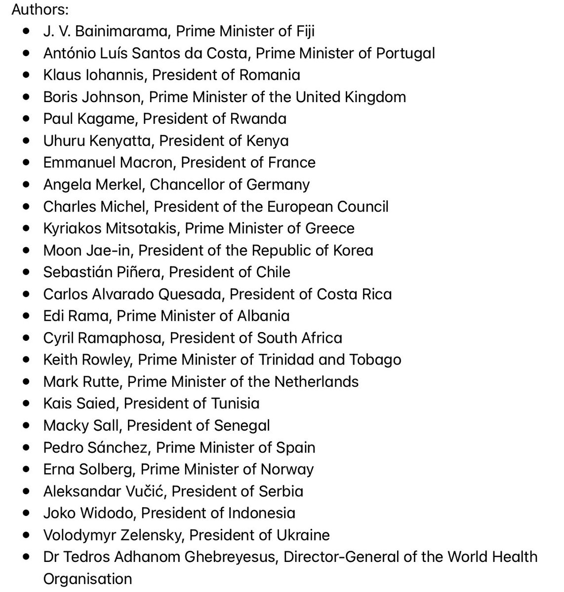 KvanOosterom's tweet photo. Dutch @MinPres Mark Rutte joins other world leaders in pleading for a new international treaty for pandemic preparedness and response. 
Text here: https://t.co/hsEpIXa4Cq