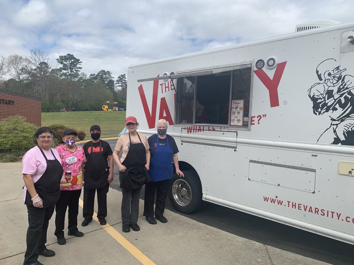 TadmoreES's tweet photo. A “Tad More” staff members enjoying the Varsity for lunch today compliments of FARR ELECTRIC!
#thanksFarrElectric #hallco https://t.co/mPEbbFy0Iq