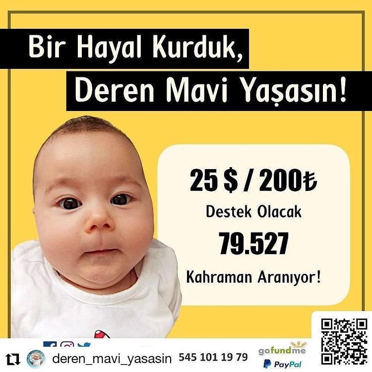 denefhuvaj's tweet photo. Deren Mavi SMA tip 1 ile mücadele ediyor. Aile Balıkesirde yaşıyor ve kampanya yapmak için gerekli başvuruları yapmış. Bir yandan Bandırma, Gönen, Burhaniye’de düzenledikleri kermeslerle ihtiyaçları olan miktarı toplamaya çalışıyorlar. Ama yeterli olmuyor. Destek olmak isterseniz https://t.co/hZhu1AVDL0