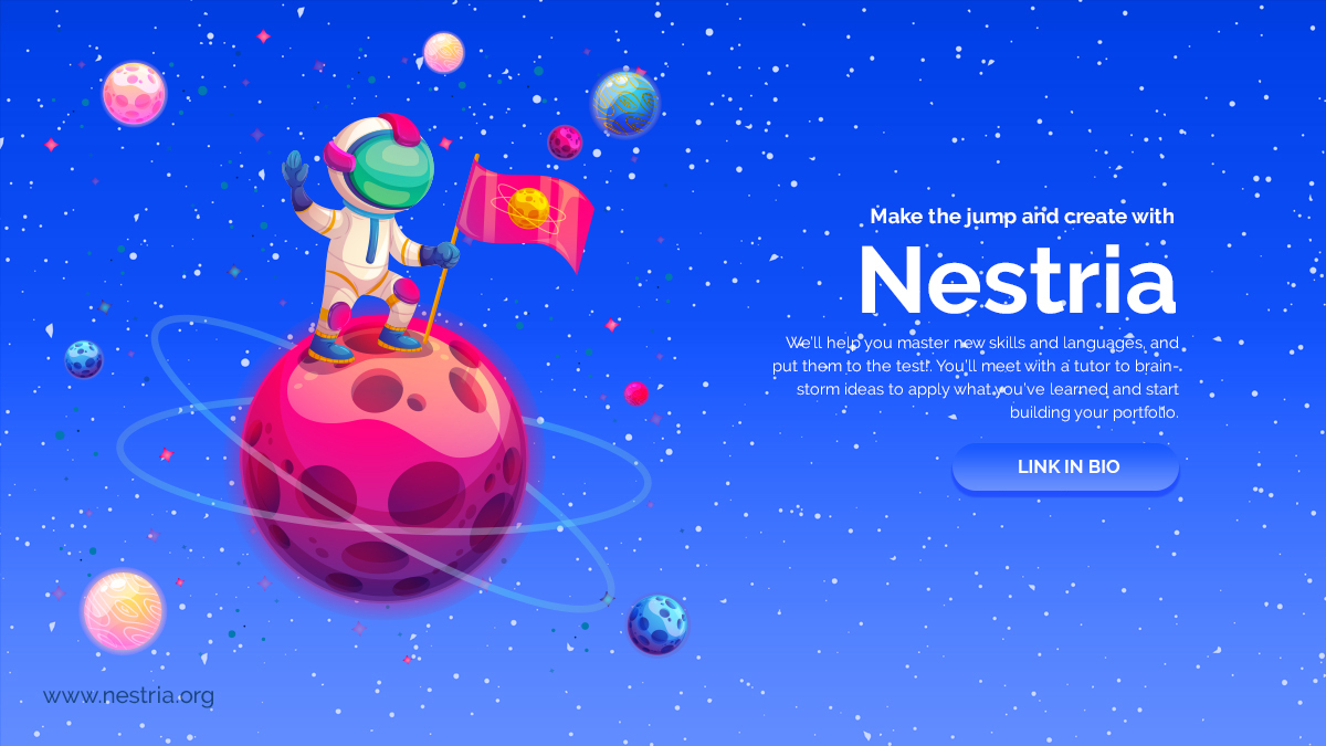 NestriaOrg's tweet photo. Make the jump and create with Nestria!🚀

We’ll help you master new skills and languages, and put them to the test!💡You’ll meet with a tutor to brainstorm ideas to apply what you’ve learned and start building your portfolio.

#softwaredeveloper #tutoring https://t.co/km2w2zPVpu