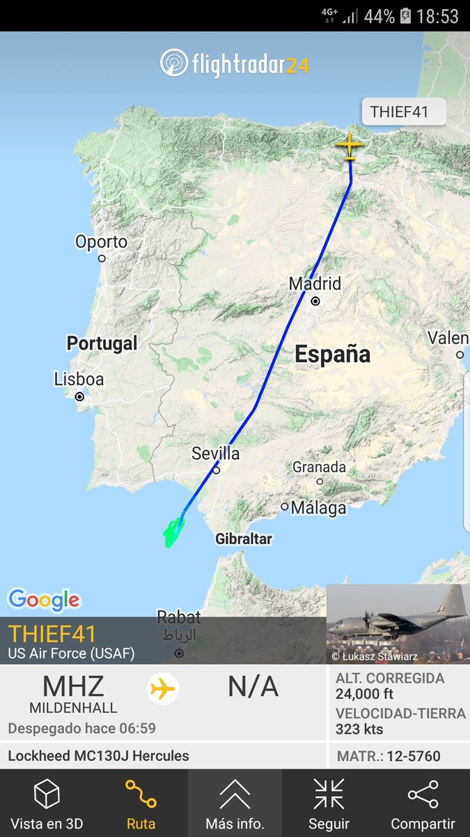 MilRadar's tweet photo. 🇺🇸 #USAF MC-130J Hércules 12-5760 del #67thSOS en la vertical de #Bilbao tras operar en el Golfo de #Cádiz y regresar a @RAFMildenhall https://t.co/igyHa09c8b