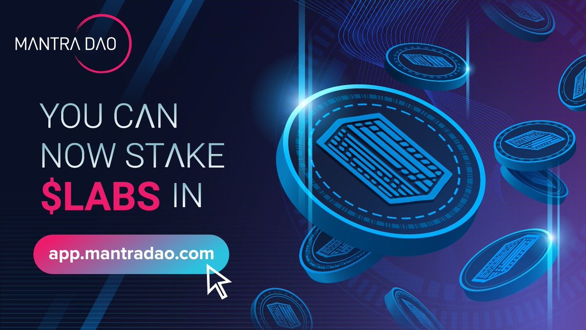 MANTRA_Chain's tweet photo. Staking Platform Update!📢

New @labsgroupio $LABS staking pool is live!

Pool staking rewards being accruing tomorrow at ~10 AM UTC.

Stake $LABS tokens early to earn a higher percentage APR before the pool gets filled up!🚰

Join here: https://t.co/qZ0otAcqYw https://t.co/pU760gaFuY