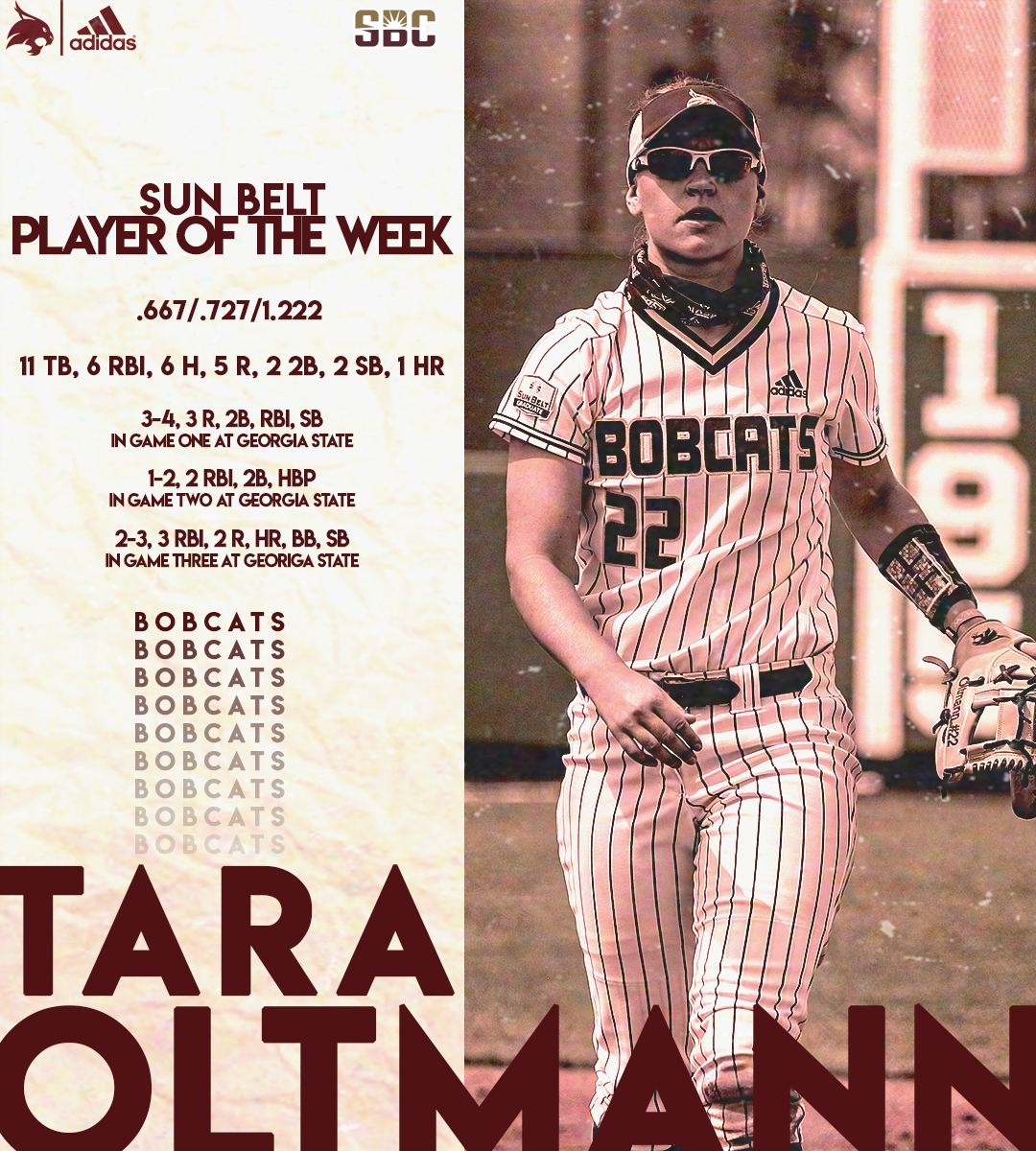 TXStateSoftball's tweet photo. So, @OltmannTara did a thing ... again. 

#EatEmUp x #SunBeltSB https://t.co/ugzXc2oMeW