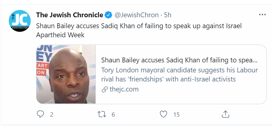 mikekatz's tweet photo. The latest despatch from a sad, scurrilous and increasingly desperate campaign from the Tory mayoral candidate. 

To be clear: Sadiq has been a staunch friend &amp; ally, of @JewishLabour and our members, and of the community. He's spoken out on Labour antisemitism when many didn't. https://t.co/JxdEFcWuLt