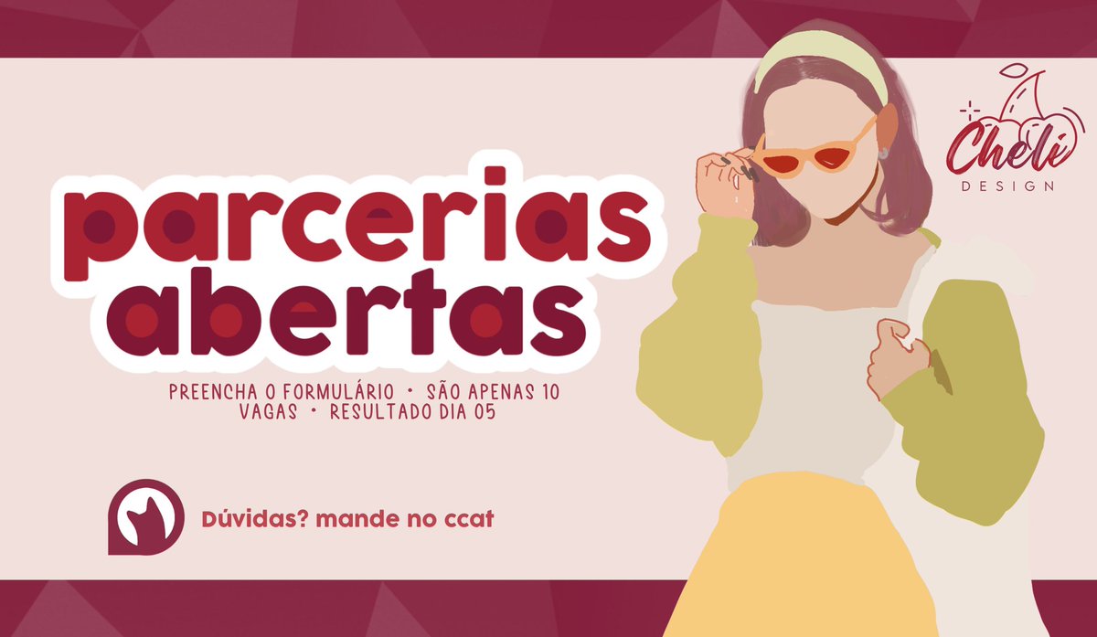 CheliDesign's tweet photo. 🍒 ABERTURA E RENOVAÇÃO DE PARCERIAS CHELI DESIGN 

+ Caso se interesse em fechar parceria conosco, preencha o formulário abaixo.

+ Caso já tenha parceria conosco, preencha o formulário para renovação.

[💻] formulário: https://t.co/CkOmu93LMW https://t.co/Slklrs0djD