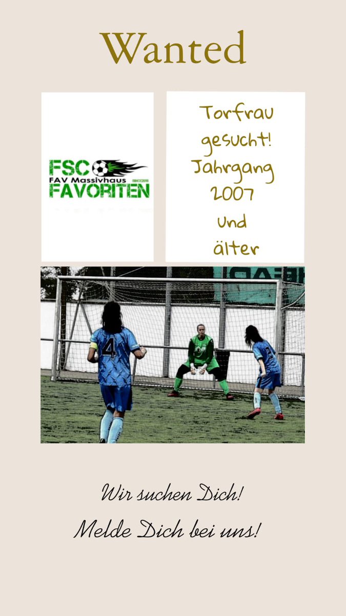 fsc_favoriten's tweet photo. ‼️ WANTED - Torfrau gesucht ‼️ #torfrau #goalkeeper #queenofourcastle #frauenfußball #wienerlandesliga #mehralseinteam #fscfavoriten https://t.co/UdqdlG4Psj