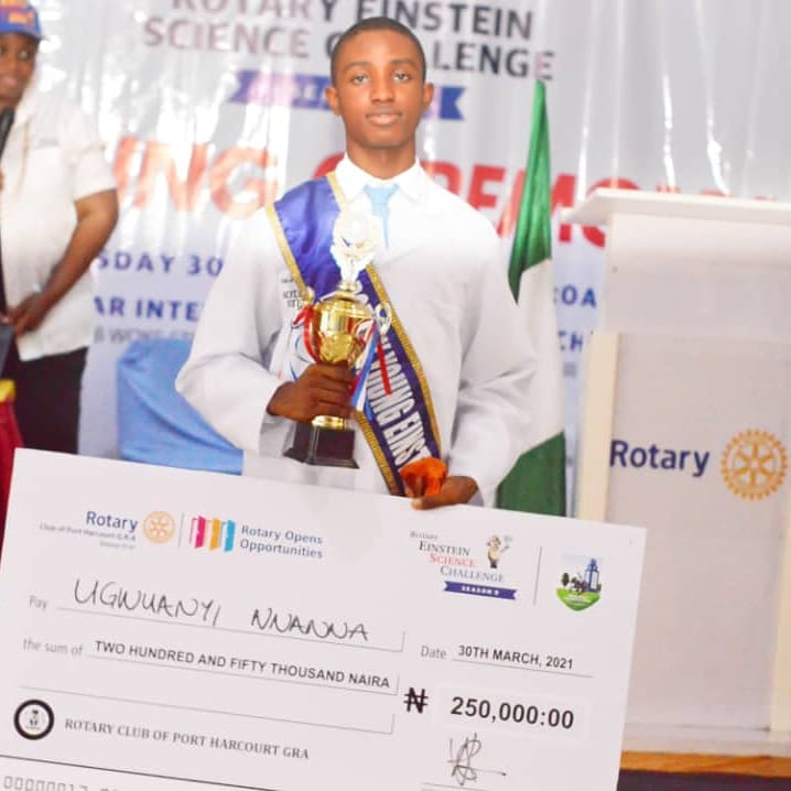phc_graD9141's tweet photo. And the winner of the Rotary Einstein Science Challenge Season 9 is
Niger Delta Science School's
Ugwuanyi Nnanna..
Presentations was made by the District Governor D9141 Rtn Virginia Major .
Congratulations Young Rotary Einstein 2021.
#rcphgra
#resc9
#thebrand https://t.co/2Jey08HMhU