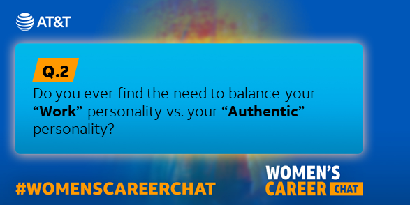 LifeAtATT's tweet photo. Many people feel the need to wear a “mask” to the workplace. For question two, we explore what it means to bring your true self. #WomensCareerChat https://t.co/Yx0cUptIJC