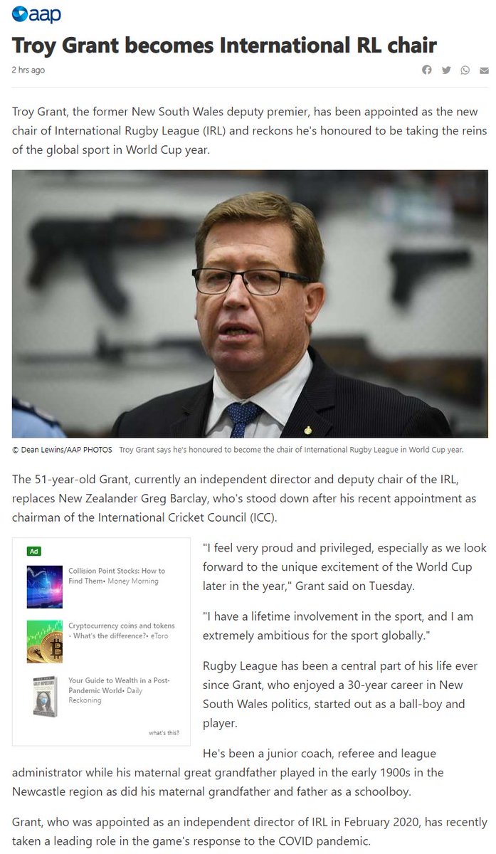 LyndaFrench19's tweet photo. Guess we know where #ScottyFromMarketing is going on Holiday Next 

#StackingtheBoards 
Former NSW deputy premier Troy Grant Appointed
 new chair of International Rugby League (IRL)

https://t.co/IbjnFY4aOL https://t.co/h3bLXOK038