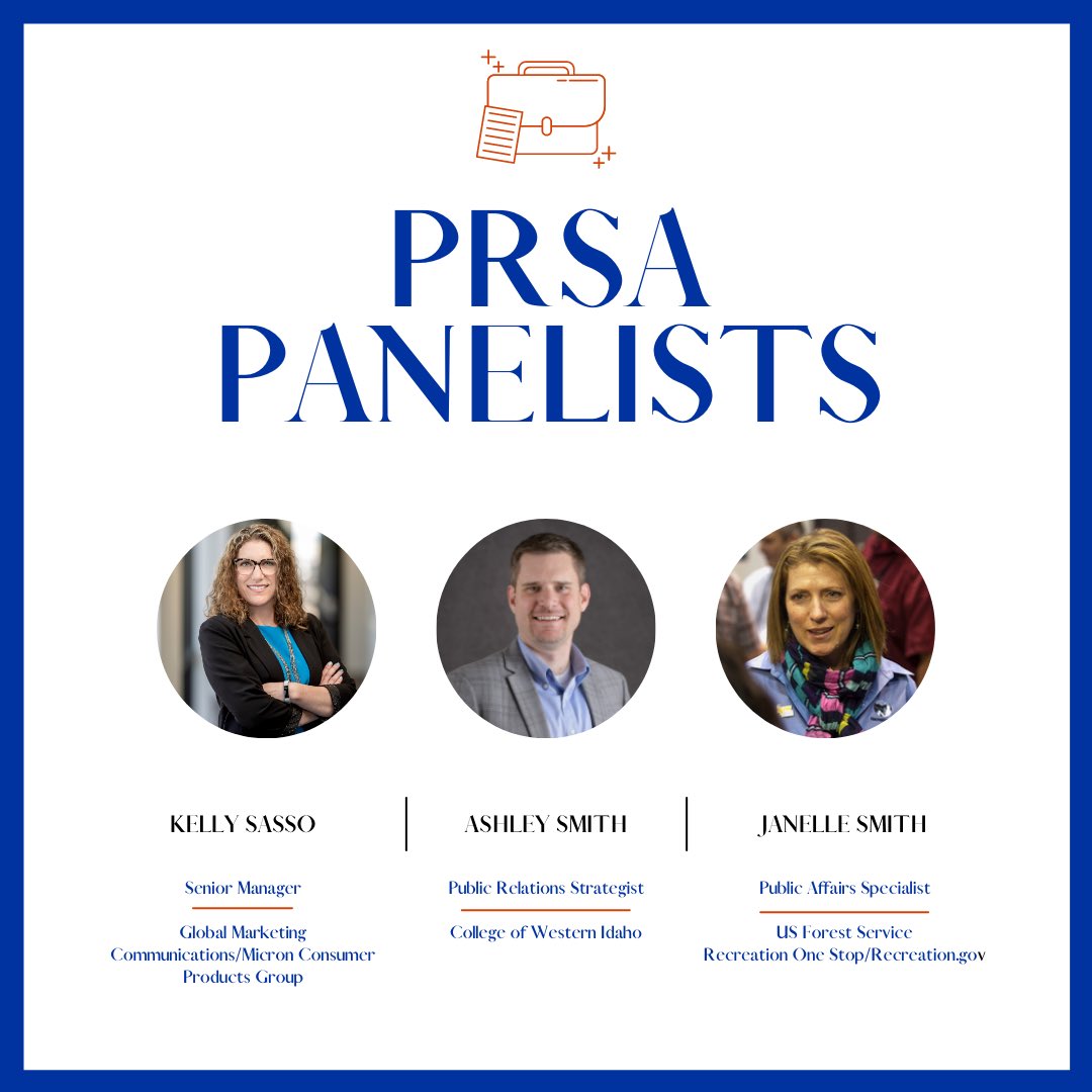 BlueHouseBSU's tweet photo. Join us today at 12pm MST via Zoom for a PRSA virtual panel! Three PR professionals will be speaking about all things career building! 

ZOOM ID: 938 3307 6809 

#prssa #prsa #boisestate #PublicRelations #pr #boisestateuniversity https://t.co/owV9621vwO