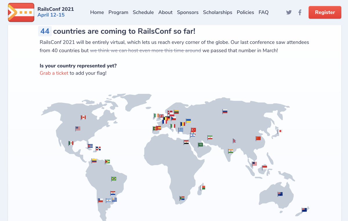 santib6_'s tweet image. Wow, people from 44 countries will be attending the upcoming @railsconf . Don't miss this opportunity to attend to an official Rails Conf without the need to travel to the 🇺🇸 Maybe it's our last chance?
See you there 😄
#RailsConf2021
