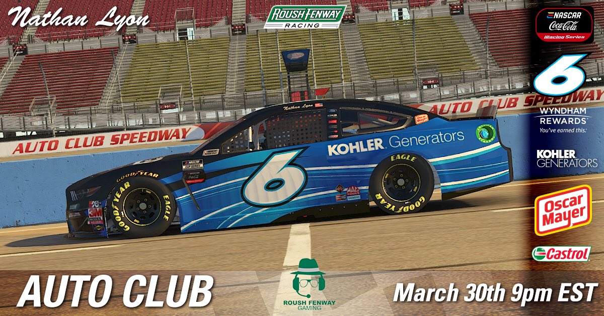 Tonight the @iRacing @eNASCARCocaCola heads to @ACSupdates! This race is going to be crazy lots of multi-groove racing. Our @roushfenway @KOHLERPower Mustang is handling good let’s get after it! 

Tune in 9pm ET 
enascar.com/live
twitch.tv/iracing

📸@Cosmin_Ioanesiu