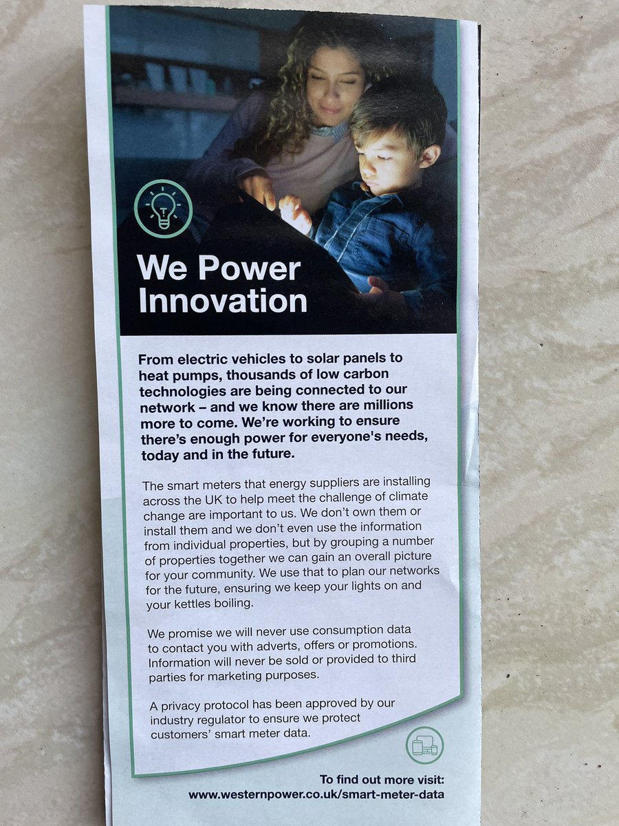 UKTomm's tweet photo. @dseselectric Have you seen this handy leaflet about how brilliant and innovative WPD are? Still not quite innovate enough to put isolators on meters though so we don’t get bitched at for pulling their precious main fuse. https://t.co/aQDABRGlSk