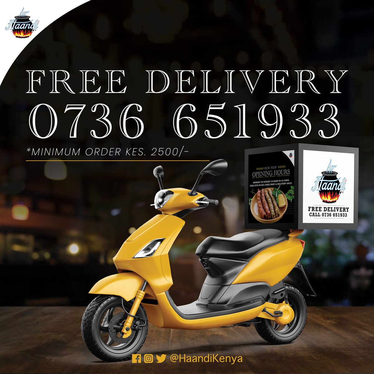 Let us do the cooking and the delivery while you sit back and enjoy. Call 0736 651933 to #ExperienceHaandi now.