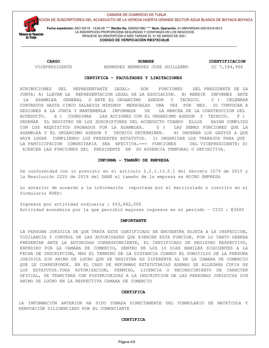 AcueductoB's tweet photo. Certificado de existencia y representación legal. https://t.co/LqFUogknui